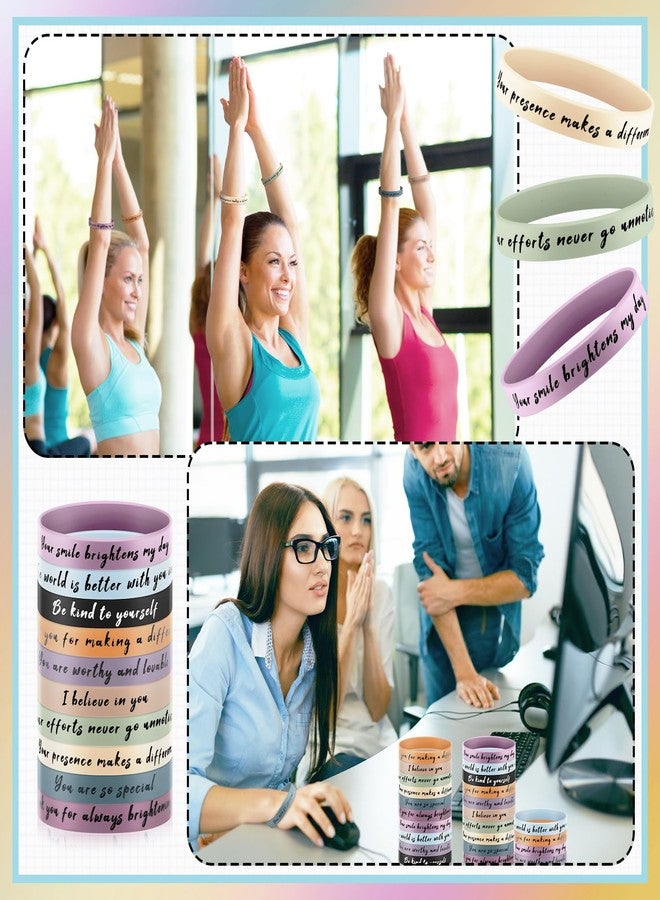 Lunmon 120 Pcs Motivational Quote Rubber Wristbands Inspirational Silicone Bracelets Bulk Positive Affirmation Rubber Wristbands for Students School Day Classroom Prizes Mental Health Awareness Items - Image 5